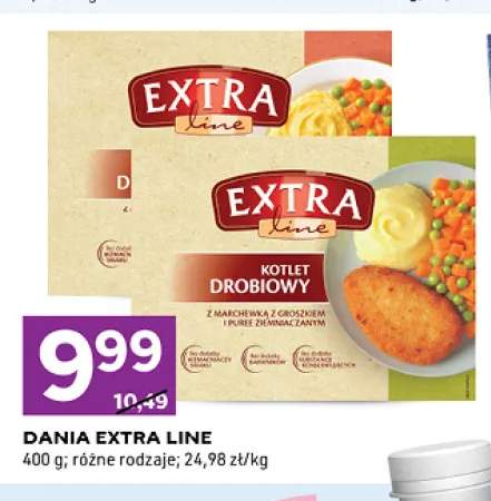Kotlet drobiowy z marchewką z groszkiem i puree ziemniaczanym Extra Line