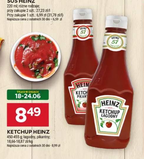 Ketchup Heinz łagodny +1 wariant