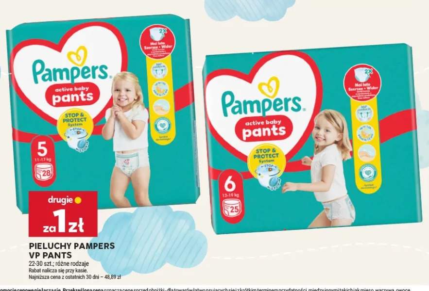 Pieluchomajtki Pampers Active Baby Pants rozmiar 5 +1 wariant