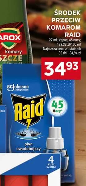 Środek przeciw komarom Raid zapas płyn owadobójczy