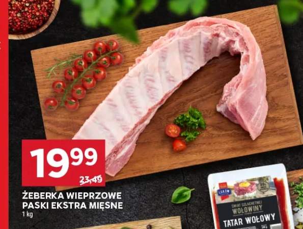 Żeberka wieprzowe paski ekstra mięsne
