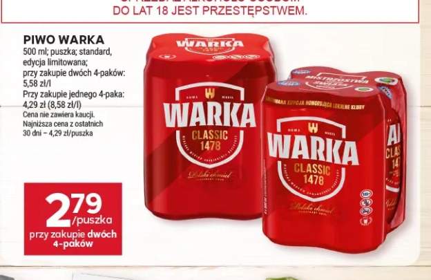 Piwo Warka Classic 4-pak