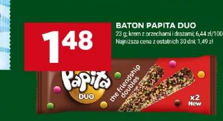 Baton Papita Duo z kremem z orzechami i drażami