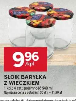 Słoik baryłka z wieczkiem 540 ml 4-pak