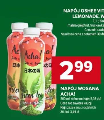 Napój herbaciany Wosana Acha! Green Tea czerwony +1 wariant