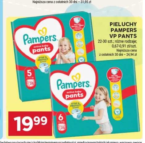 Pieluchomajtki Pampers Active Baby Pants rozmiar 5 +1 wariant