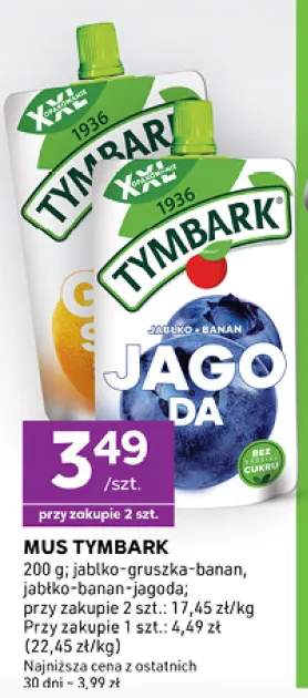 Mus jabłko banan jagoda Tymbark +1 wariant