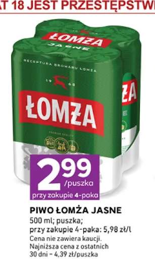Piwo Łomża Jasne 4-pak 500 ml