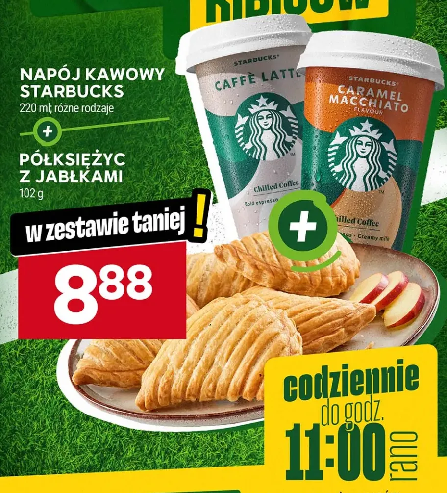 Zestaw napój kawowy Starbucks Caffè Latte + półksiężyc z jabłkami +1 wariant