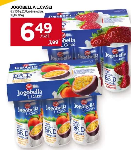 Jogurt pitny Jogobella L.Casei truskawka 6-pak +1 wariant
