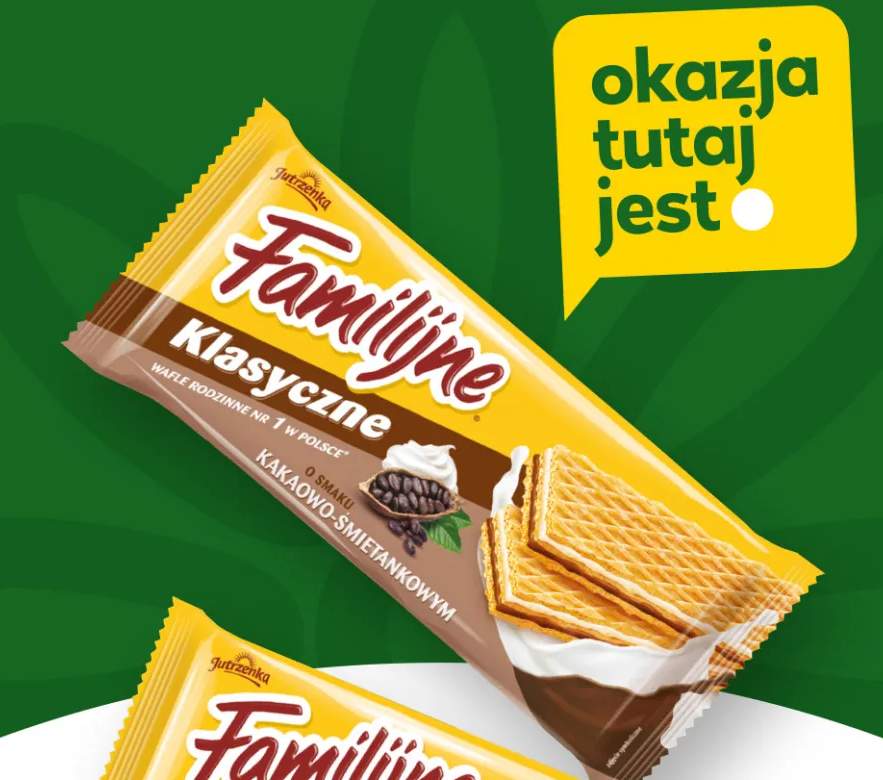Wafle Klasyczne o smaku kakaowo-śmietankowym Jutrzenka Familijne