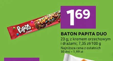 Baton Papita Duo z kremem orzechowym i drażami