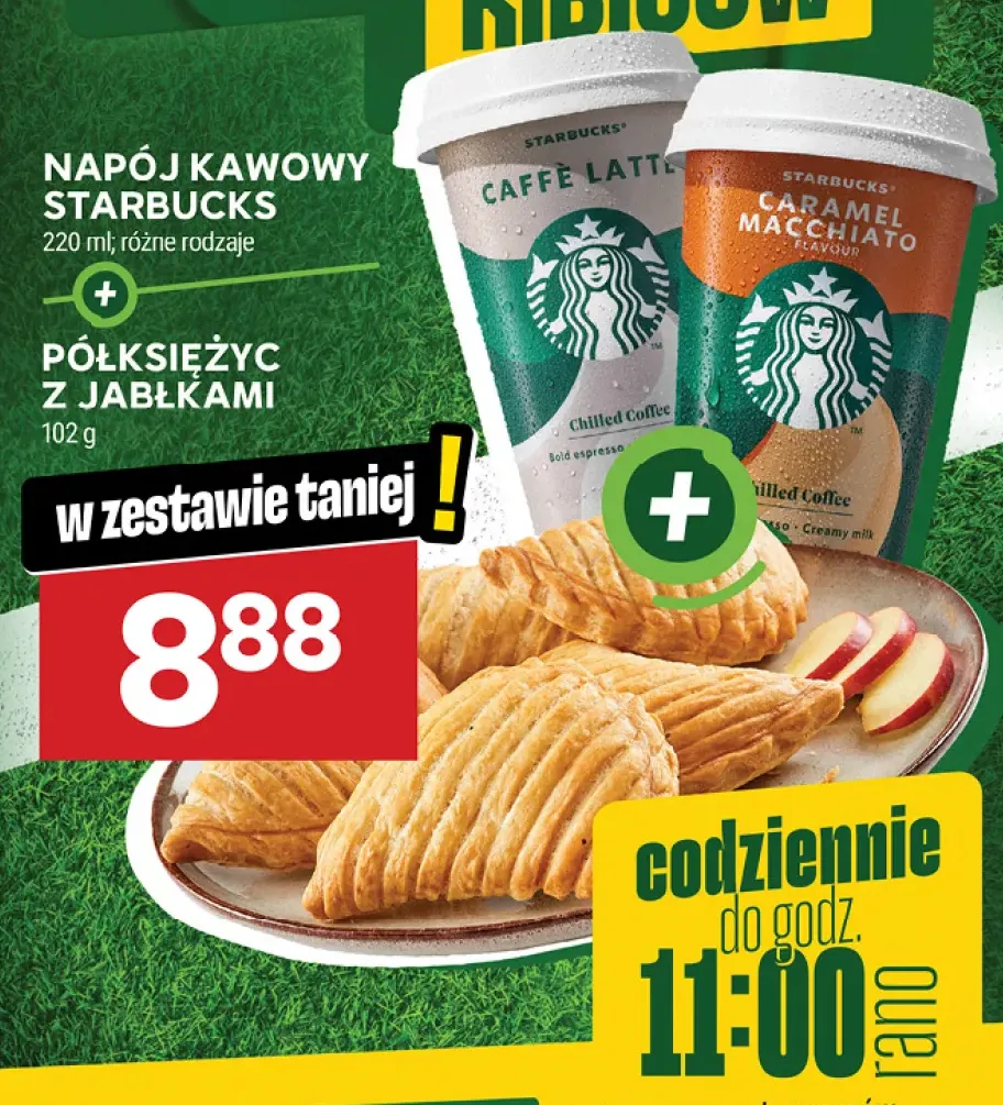Zestaw napój kawowy Starbucks Caffè Latte + półksiężyc z jabłkami +1 wariant