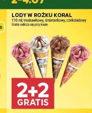 Lody w rożku Koral truskawkowy +2 warianty