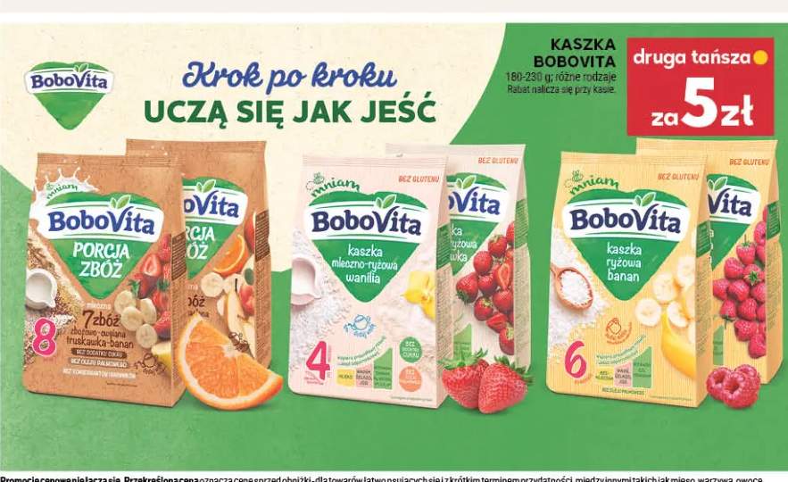 Kaszka manna BoboVita Porcja Zbóż 7 zbóż truskawka-banan +4 warianty