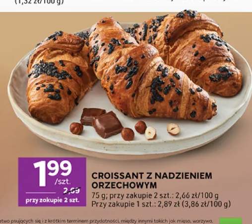 Croissant z nadzieniem orzechowym