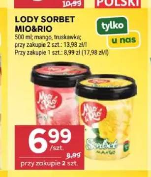 Lody sorbet Mio&Rio truskawka +1 wariant