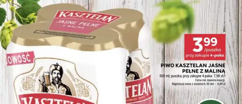 Piwo Kasztelan Jasne Pełne z Maliną 4-pak 500 ml