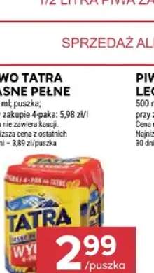 Piwo Tatra Jasne Pełne 4-pak 500 ml