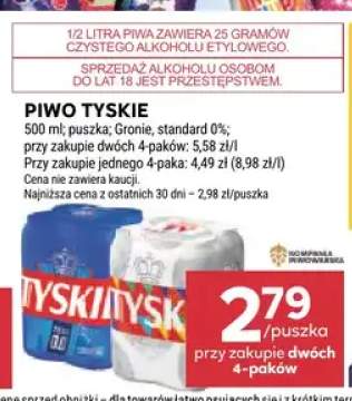 Piwo bezalkoholowe Tyskie Standard +1 wariant