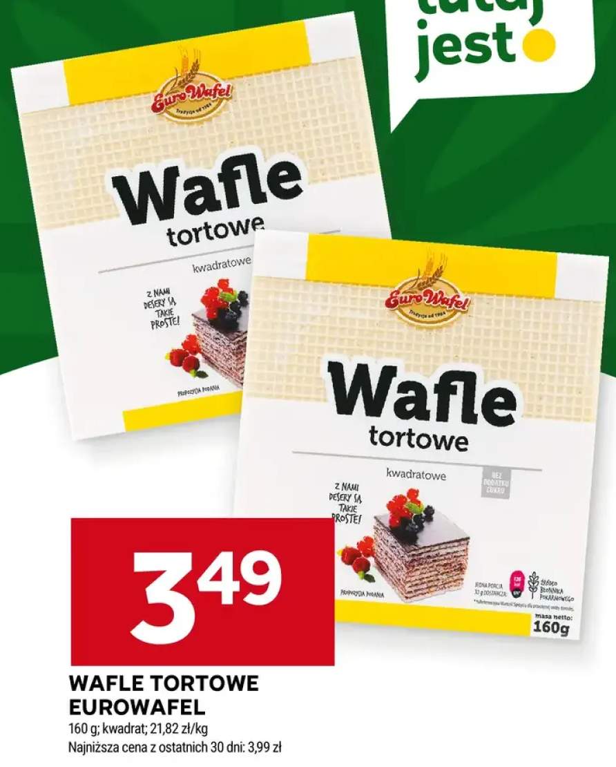 Wafle tortowe kwadratowe bez dodatku cukru Euro Wafel +1 wariant