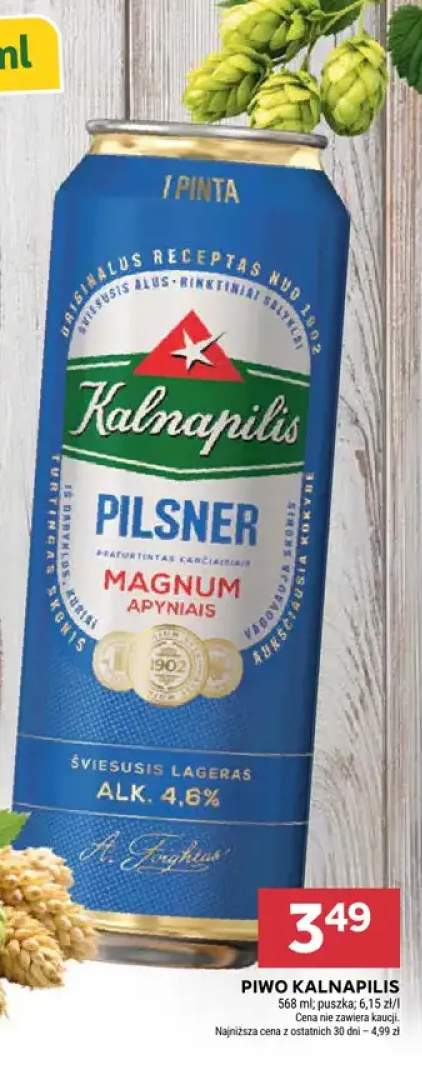 Piwo Kalnapilis Pilsner Magnum Apyniais