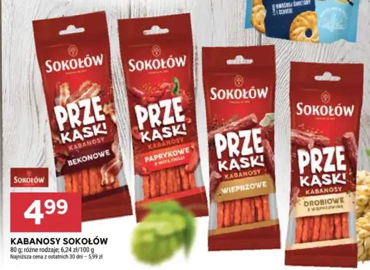 Kabanosy Sokołów bekonowe +3 warianty