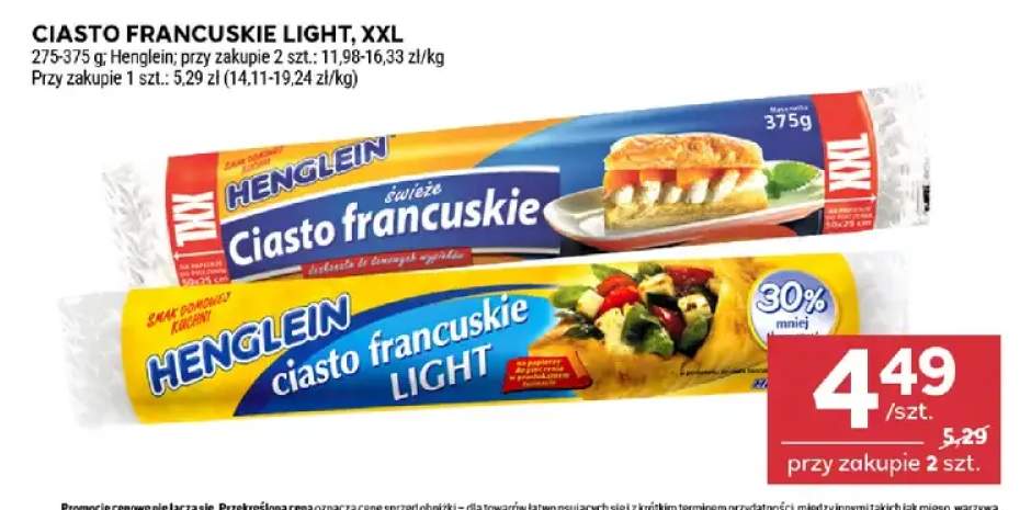 Ciasto francuskie Light Henglein +1 wariant