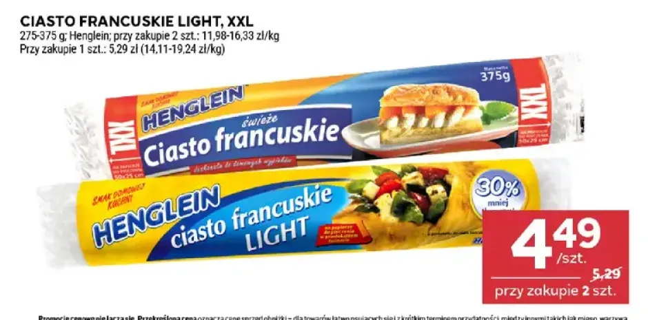 Ciasto francuskie Light Henglein +1 wariant