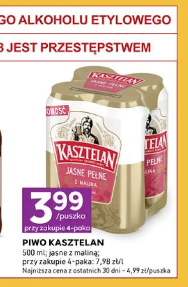 Piwo Kasztelan Jasne Pełne z Maliną 4-pak