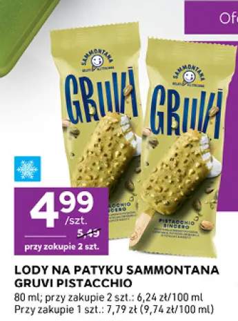 Lody na patyku Sammontana Gruvi Pistacchio