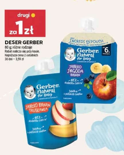 Deser Gerber Natural Jabłko Banan Truskawka +1 wariant