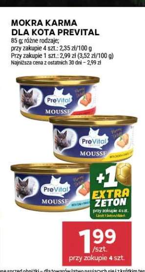 Mokra karma dla kota PreVital Mousse z łososiem +2 warianty