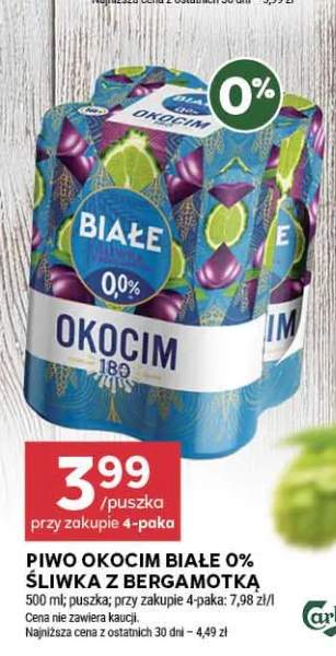 Piwo bezalkoholowe Okocim Białe Śliwka z Bergamotką