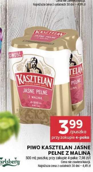 Piwo Kasztelan Jasne Pełne z Maliną