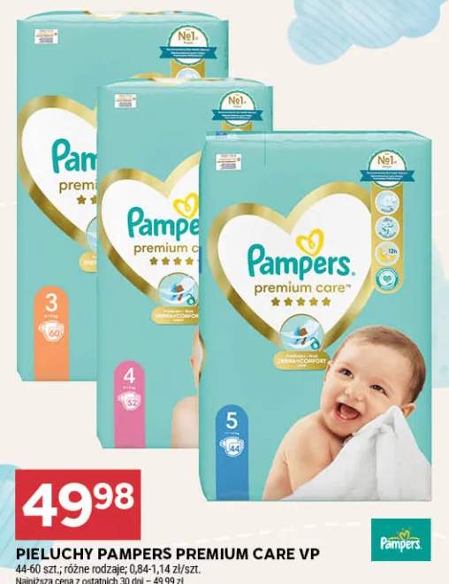 Pieluchy jednorazowe Pampers Premium Care rozmiar 3 +1 wariant