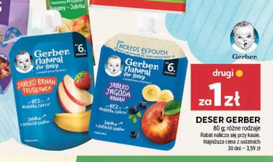 Deser Gerber Natural Jabłko Banan Truskawka