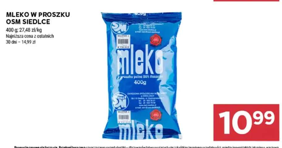 Mleko w proszku OSM Siedlce
