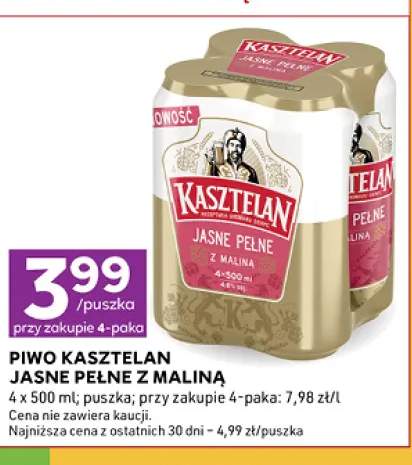 Piwo Kasztelan Jasne Pełne z Maliną 4-pak