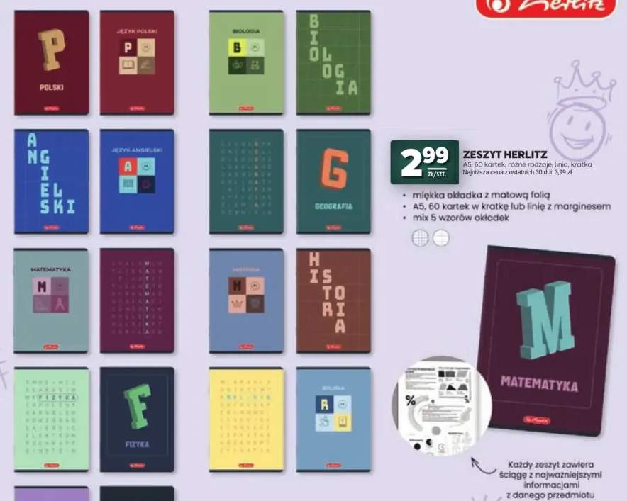 Zeszyt w linię Herlitz A5 60 kartek +1 wariant