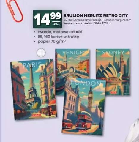 Brulion Herlitz Retro City B5 160 kartek w kratkę