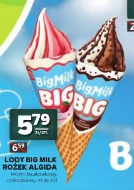 Lody Big Milk Rożek Algida truskawkowy +1 wariant