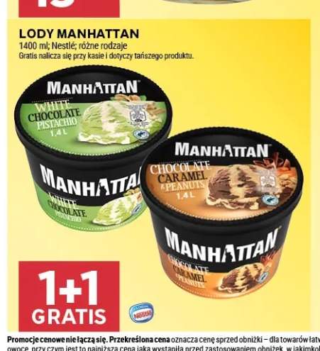 Lody Manhattan White Chocolate Pistachio +1 wariant