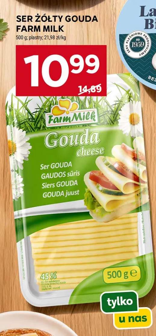 Ser żółty gouda w plastrach Farm Milk