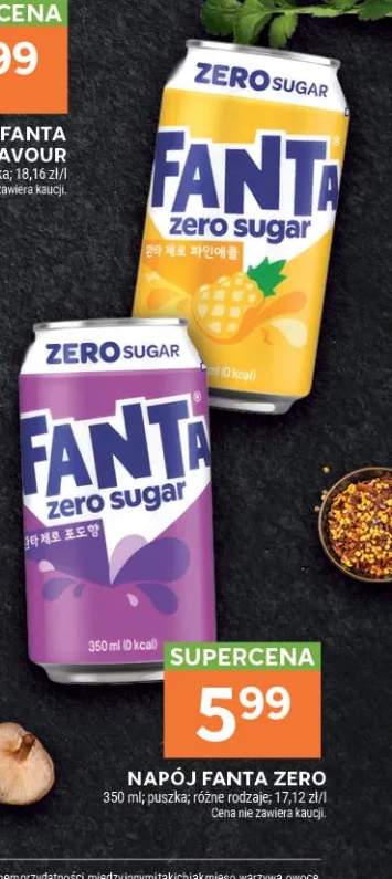 Napój gazowany Fanta Zero ananasowa +1 wariant