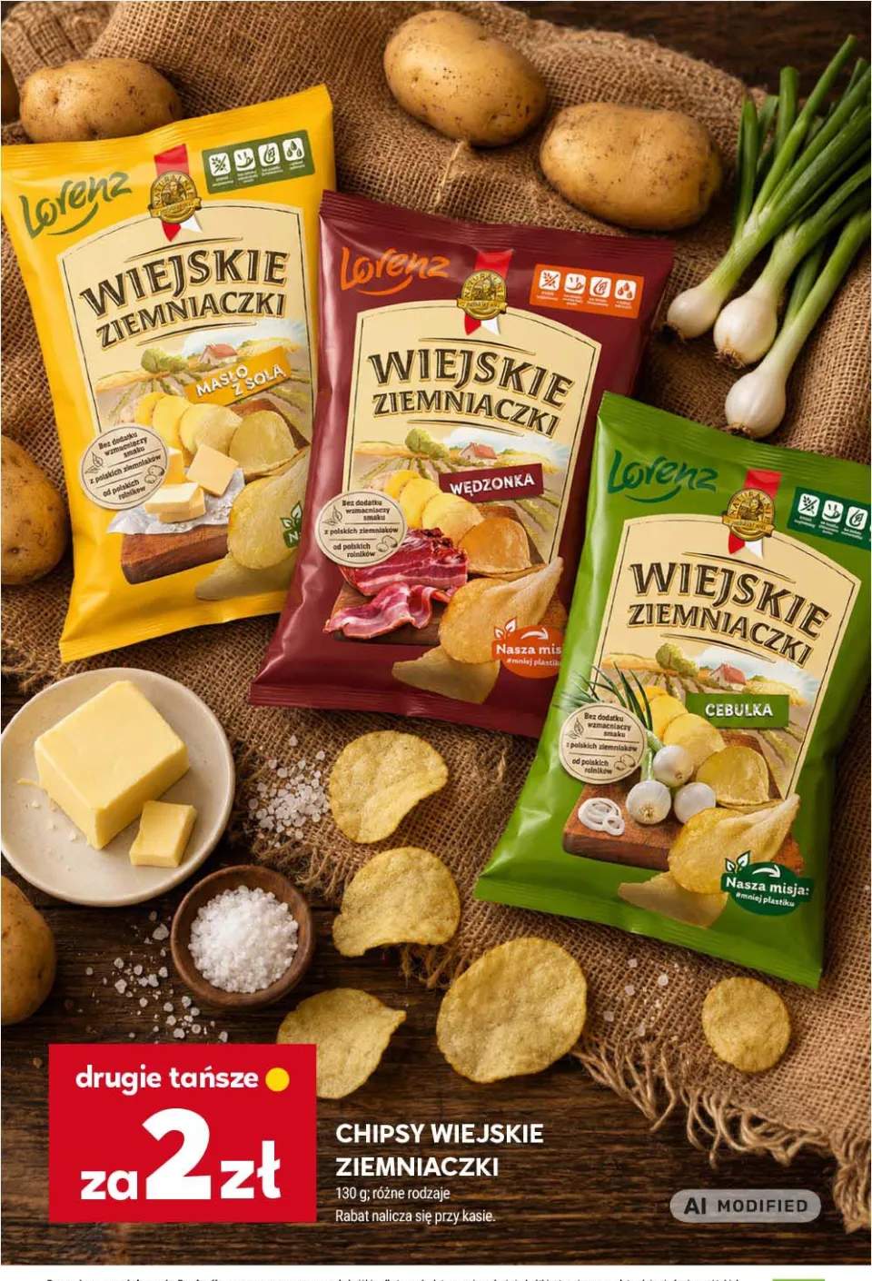 Chipsy Wiejskie Ziemniaczki masło z solą Lorenz +2 warianty