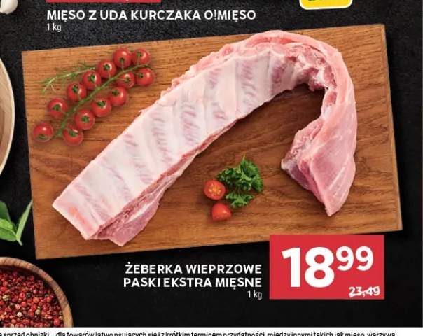 Żeberka wieprzowe paski ekstra mięsne