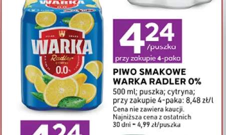 Piwo bezalkoholowe smakowe Warka Radler cytryna