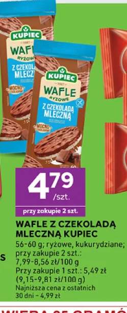 Wafle z czekoladą mleczną kukurydziane Kupiec +1 wariant