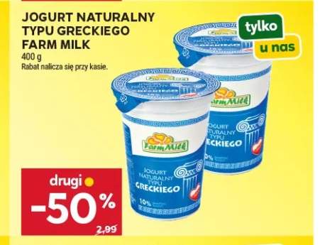 Jogurt naturalny typu greckiego Farm Milk 10% +1 wariant